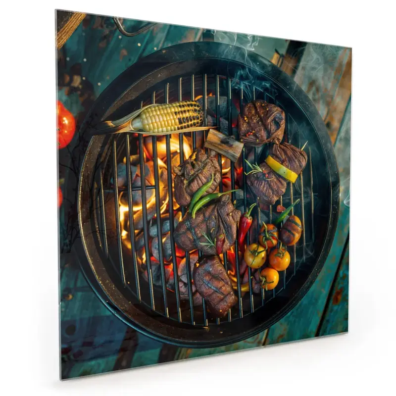 Begrenztes Angebot Küchenrückwand - Sommergrillfest 40 x 40 cm