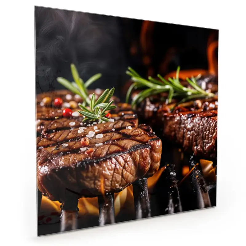 Küchenrückwand - Gegrillte Steaks 40 x 40 cm Schneller Versand