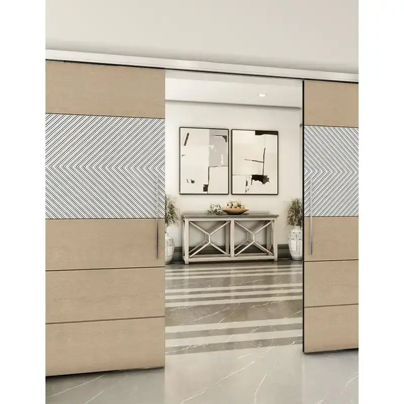 Zertifiziert Holzschiebetür Slim-Line - Eiche und Weiss Model 4020