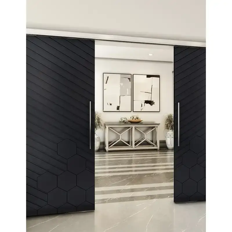 Zertifiziert Holzschiebetür Slim-Line - Schwarz Model 4016
