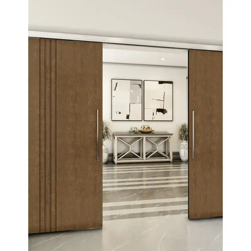 Zertifiziert Holzschiebetür Slim-Line - Nussbaum Model 4028