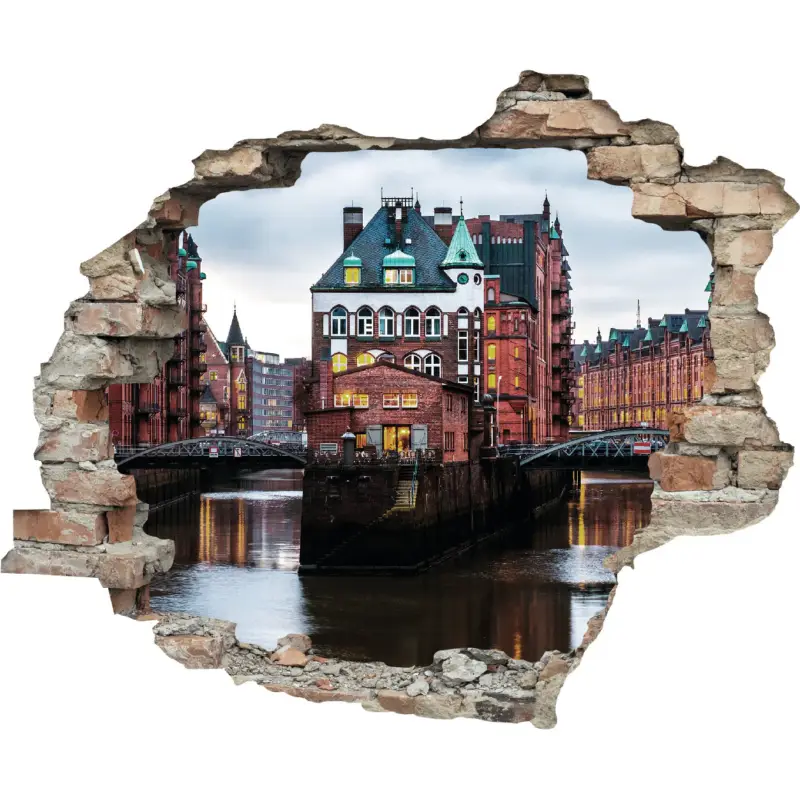 Kostenloser Rückversand 3D Wandtattoo - Hamburg