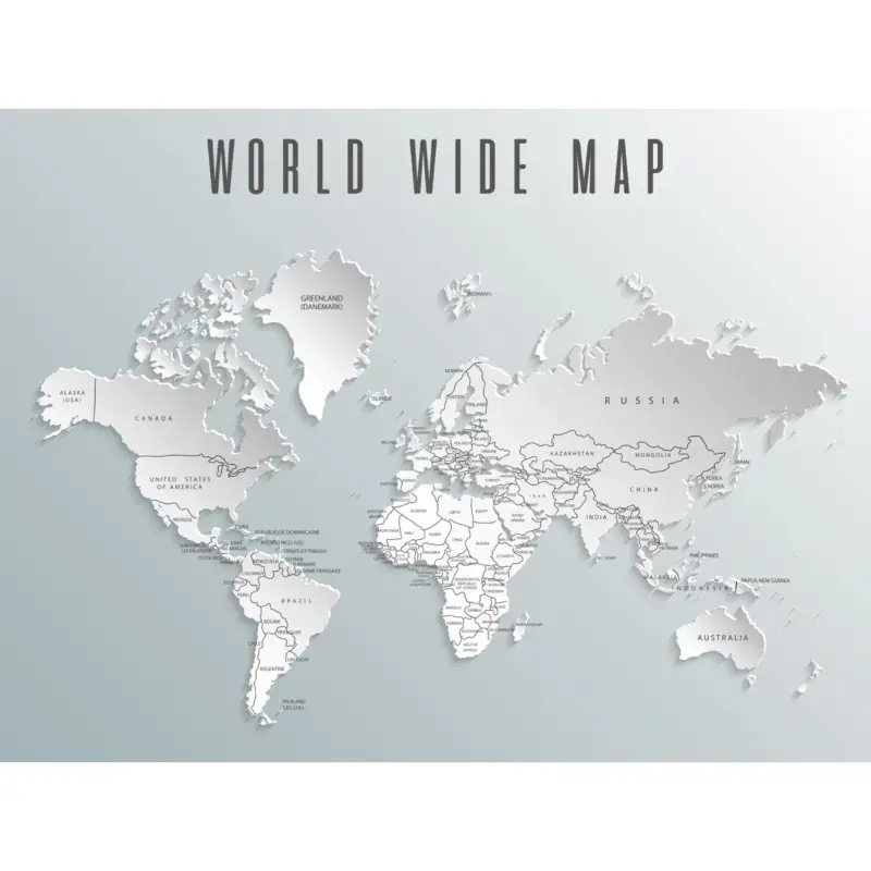 Magnetisches Markerboard - World Wide Map Black White 50x70cm Begrenztes Angebot