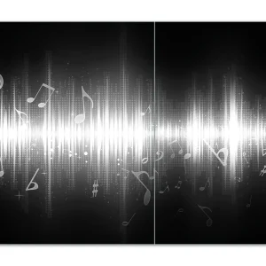 Zertifiziert Herdabdeckplatte Noten der Musik in schwarz und weiß Breite 90 cm x Höhe 52 cm. 1-teilig, 5 mm hohe Noppen