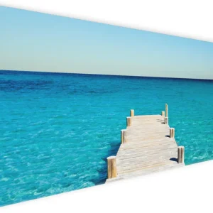 Zertifiziert Leinwandbild Steg am tropischen Meer 60 x 150 cm