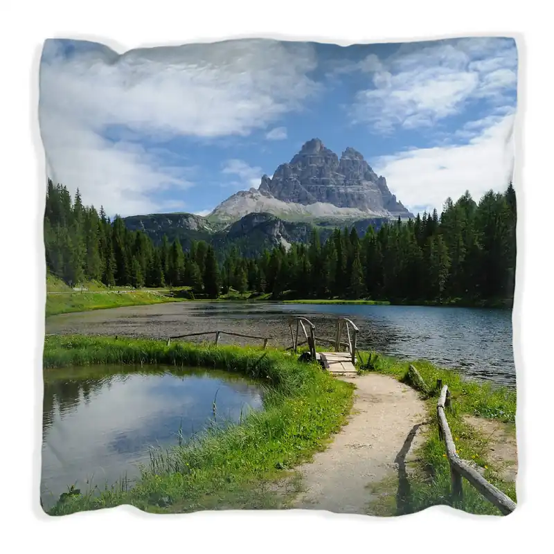 Kissen See in Berglandschaft 40 x 40 cm, weiß Solange Der Vorrat Reicht