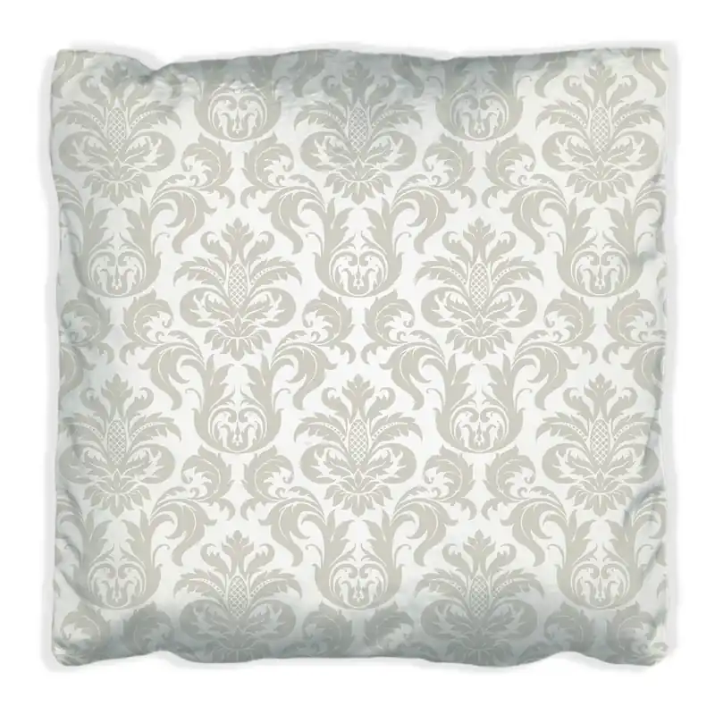 Neue Kollektion Kissen Königliche Schnörkelei in weiß und beige 60 x 60 cm, weiß