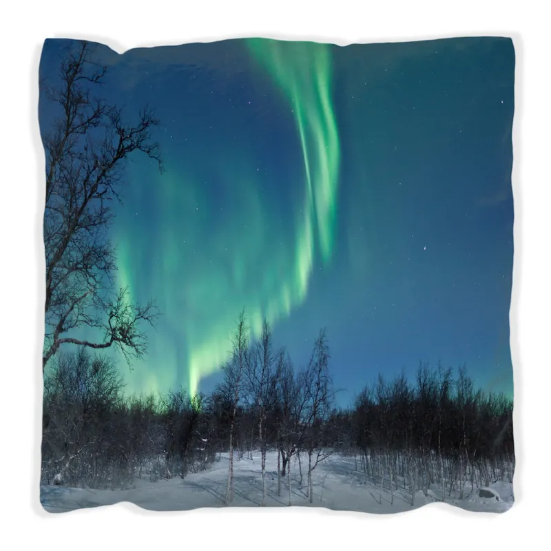 Zertifiziert Kissen Polarlicht in Schweden 40 x 40 cm, schwarz