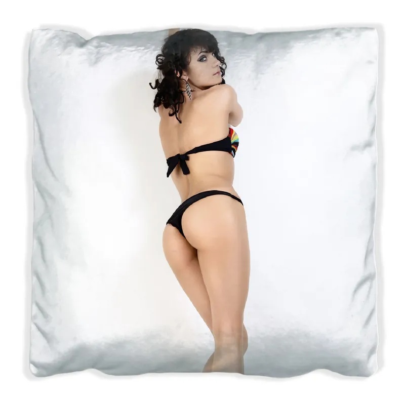Zertifiziert Kissen Bikinifigur 30 x 30 cm, weiß