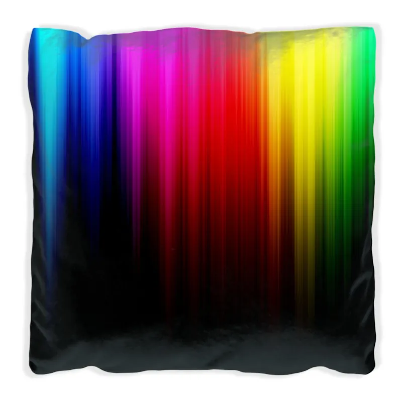 Preiswert Kissen Bunte Regenbogenstreifen auf Schwarz 30 x 30 cm, weiß