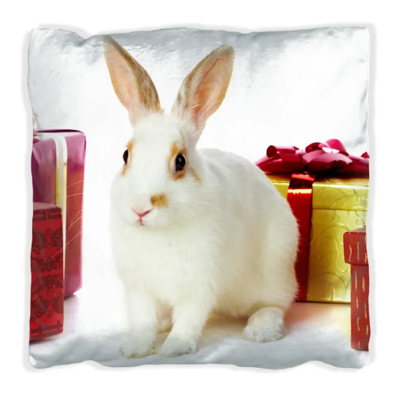 Neue Kollektion Kissen Süßes Kaninchen mit bunten Geschenken 40 x 40 cm, Foto