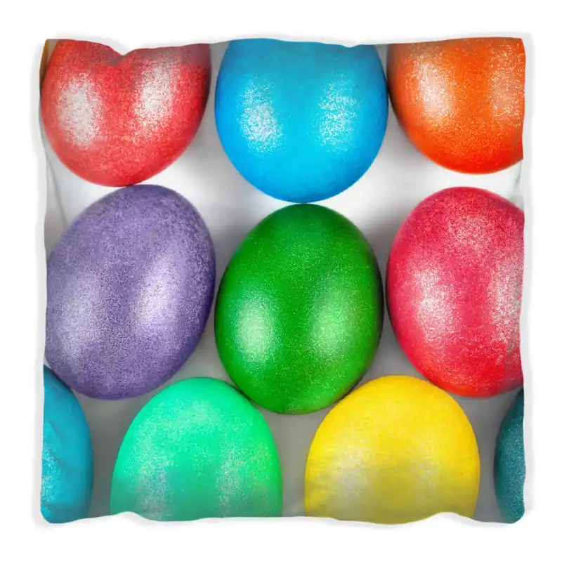 Zertifiziert Kissen Bunte Oster-Eier in Nahaufnahme mit kräftigen Farben 60 x 60 cm, schwarz