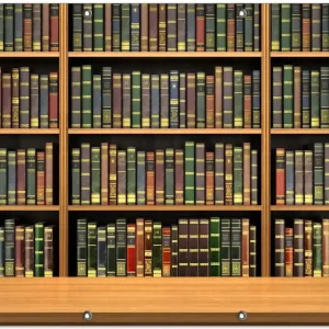 Zertifiziert Gartenposter Bibliothek - Regal voller alter Bücher 80 x 120 cm