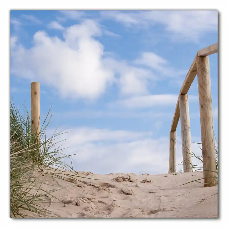 Zertifiziert Selbstklebende Möbelfolie Auf der Holztreppe zum Strand 60 x 60 cm