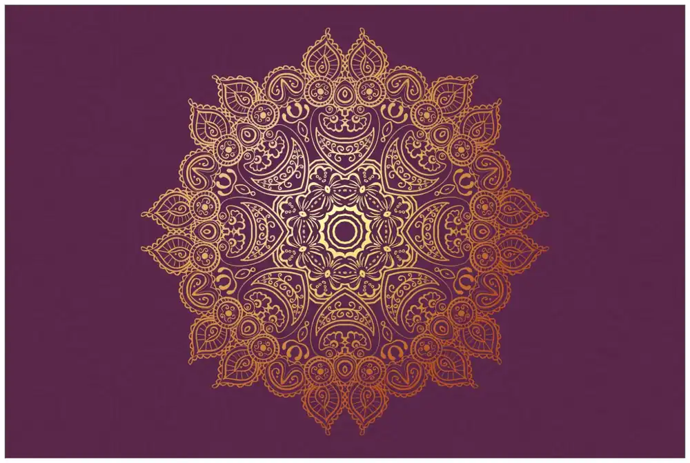 Knallerangebot Selbstklebendes Poster goldenes Mandala auf violettem Hintergrund 61 x 91,5 cm