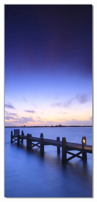 Türtapete Steg bei Abenddämmerung - Blauer Himmel bei Nacht 93 x 205 cm Preisknaller