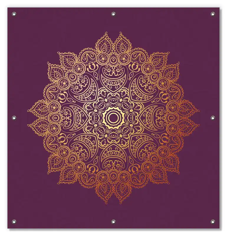 Lichtschutzbild goldenes Mandala auf violettem Hintergrund Knallerangebot