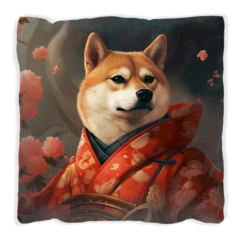 Zertifiziert Kissen Samurai Shiba 60 x 60 cm, schwarz