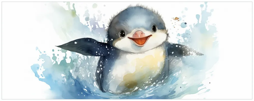 Versand Am Gleichen Tag Selbstklebendes Poster Pinguin in Aquarell 61 x 91,5 cm