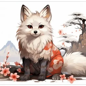 Zertifiziert Selbstklebendes Poster Fuchs mit Kirschblüten 50 x 125 cm