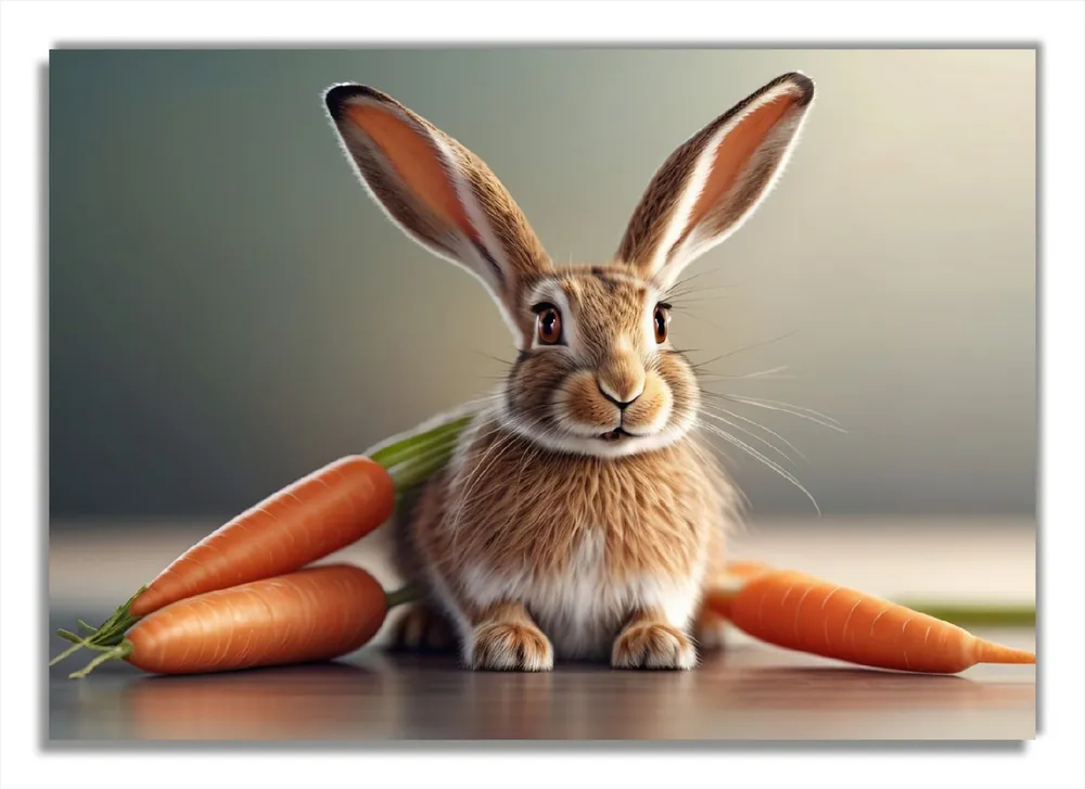 Top-Angebot Selbstklebendes Poster Flauschiger Hase mit Möhren 70 x 100 cm