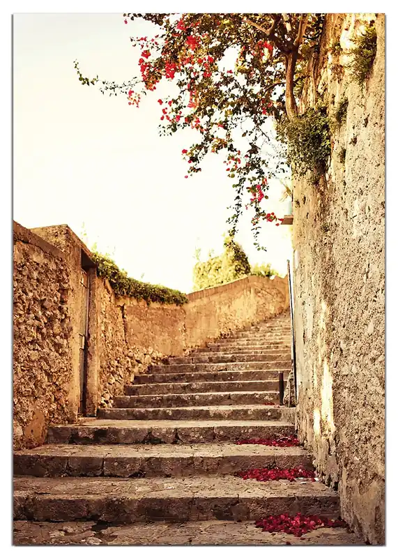 Neuheit Wasserfestes Poster Steinerne Treppe in Italien 61 x 91,5 cm, selbstklebende Folie mit Schutzlaminat