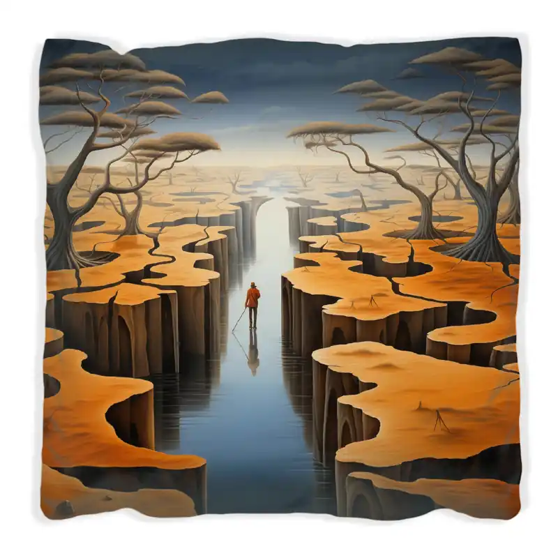 Zertifiziert Kissen Pfad in einer surrealen Welt 30 x 30 cm, weiß