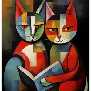 Bestpreis Selbstklebendes Poster Lesende Katzen 61 x 91,5 cm