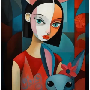Finale Aktion Selbstklebendes Poster Kubistisches Hasenmädchen 50 x 125 cm