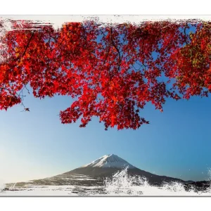 Holzbild Vulkanpanorama im Herbst 60 x 90 cm Neu