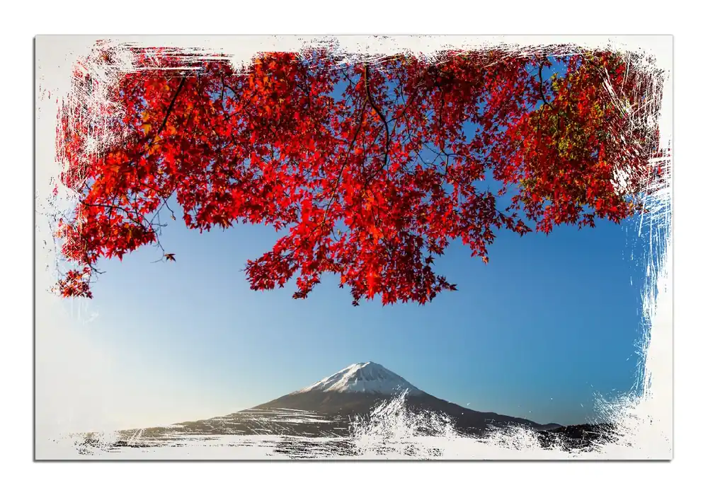 Holzbild Vulkanpanorama im Herbst 60 x 90 cm Neu