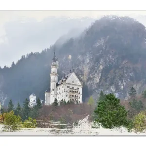 Holzbild Schloss Neuschwanstein in Bayern 40 x 40 cm Preisreduziert
