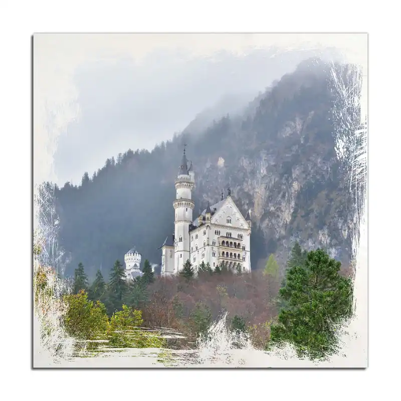 Jetzt Kaufen Holzbild Schloss Neuschwanstein in Bayern 60 x 90 cm
