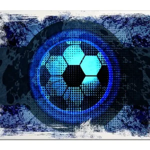 Preisreduziert Holzbild Fußball Design - Abstraktes Muster in blau 60 x 90 cm