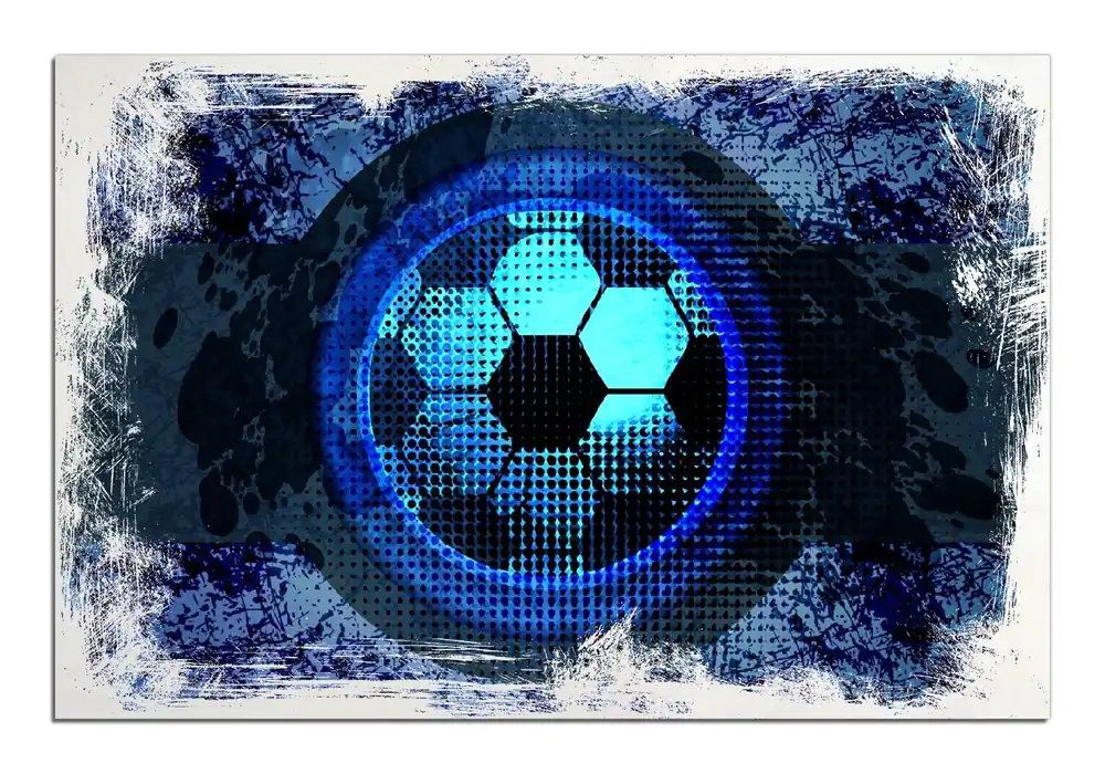 Preisreduziert Holzbild Fußball Design - Abstraktes Muster in blau 60 x 90 cm