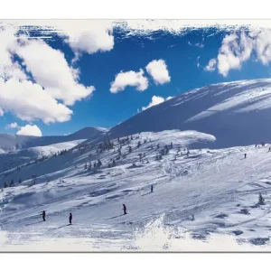 Holzbild Ski-Piste in den Alpen 40 x 40 cm Markenprodukt