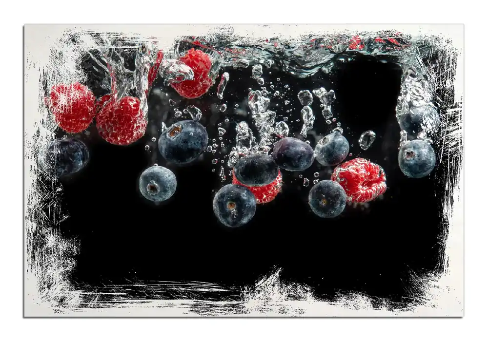 Preis Gesenkt Holzbild Waldfrüchte im Wasser 60 x 90 cm