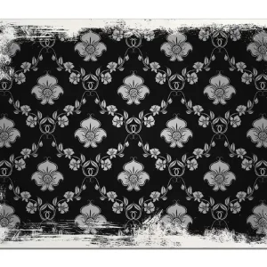 Kostenfreie Lieferung Holzbild Grau-schwarzes Blumenmuster Damast 60 x 90 cm