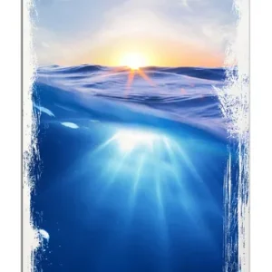 Holzbild Wellen im Meer bei Sonnenuntergang 50 x 125 cm Preisreduziert
