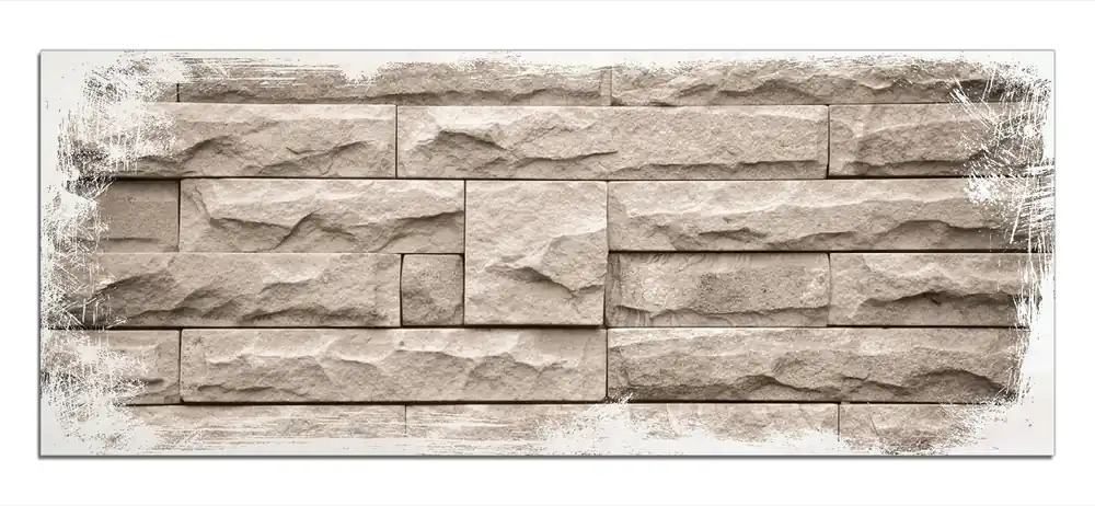 Markenware Holzbild Steinwand grau-braun 60 x 90 cm