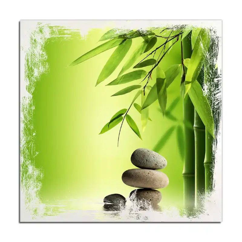 Holzbild Steinstapel im Grünen 60 x 90 cm Jetzt Kaufen