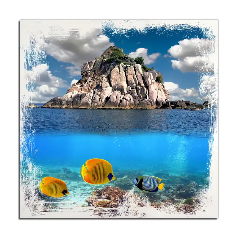 Nur Heute Holzbild Exotische Fische im Meer 50 x 125 cm
