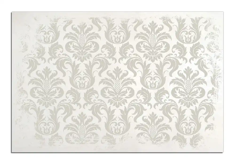 Kracherpreis Holzbild Königliche Schnörkelei in weiß und beige 50 x 125 cm