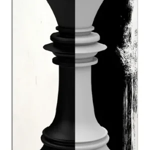 Holzbild Schachfigur schwarz-weiß 40 x 40 cm Preisknaller