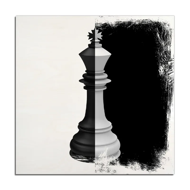 Holzbild Schachfigur schwarz-weiß 50 x 125 cm Markenware