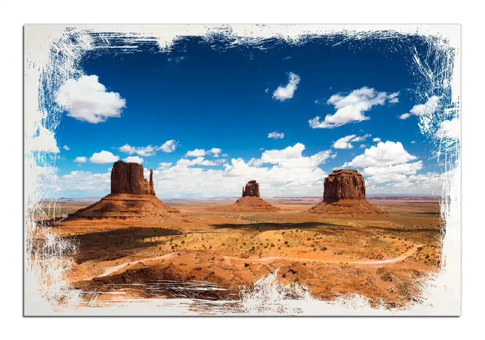 Sichere Zahlung Holzbild Monument Valley 40 x 40 cm