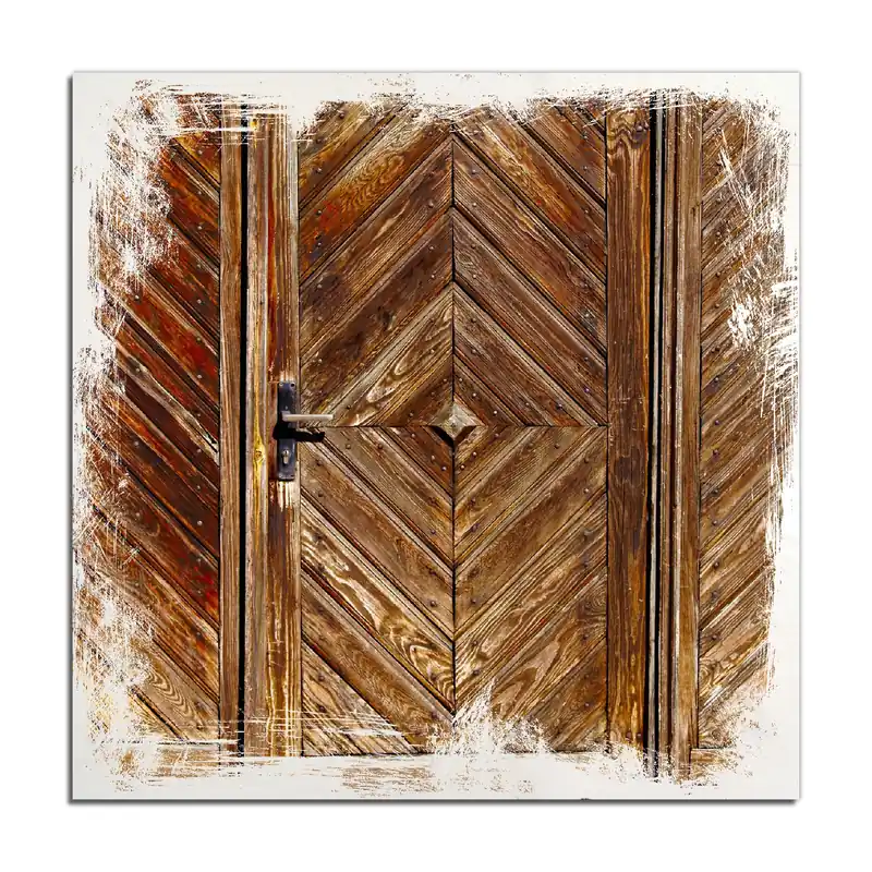 Top-Seller Holzbild Alte Holztür mit diagonalem Muster 60 x 90 cm