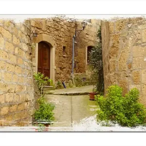 Kracherpreis Holzbild Weg durch die Altstadt - Toskana in Italien 60 x 90 cm