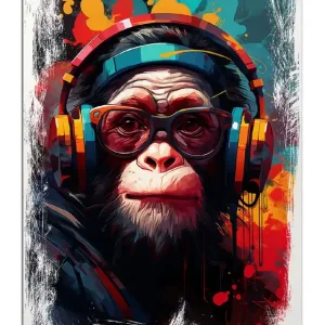 Preiswert Holzbild Chimp - Musik 40 x 40 cm
