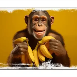 Abverkauf Holzbild Glücklicher Bananenfan 50 x 125 cm